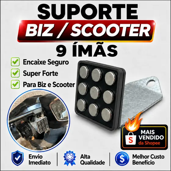 Suporte Celular Para Retrovisor BIZ Scooter 9 Imãs