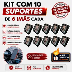 KIT 10 Suportes de Celular 6 Imãs Para Moto Extra Forte