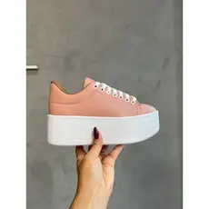 Tênis Plataforma Rosa Flatform Sola Alta