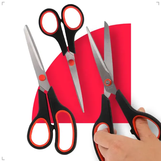 Kit 3 Tesouras Aço Inox Corte Costura Artesanato Domestico e Profissional Multiuso