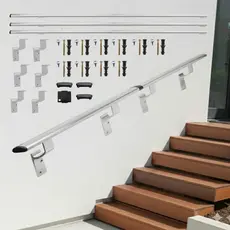Tubo Corrimão 3,50 Metros Alumínio Chato P/ Escada Parede Kit Completo Não Enferruja ProArt Inox