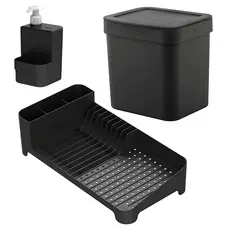 Kit Cozinha Lixeira De Pia 4,7L + Escorredor de Louças + Dispenser 500ml KTE143 - Ou