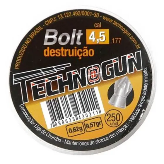 Chumbinho Bolt Destruição 4.5mm 250 Unidades - Technogun