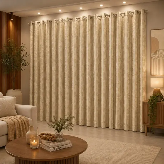 Cortina Jacquard  4 metros  X 2 30 para Sala Quarto Porta Casa e Decoração
