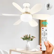 Ventilador de Teto 100W Lâmpada 3 Cores E27 Silencioso Bivolt 2 em 1 Controle Remoto PREMIUM