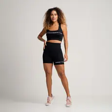 Conjunto Feminino Top e Short Poliamida Preto Com Silk Massam Fitness