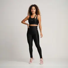 Conjunto Top e Legging Canelado Poliamida Preto Massam Fitness