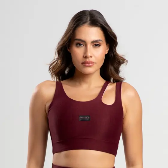 Top Feminino Poliamida Canelado Rubro Massam Fitness