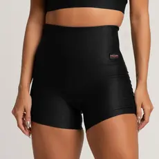 Short Feminino Cintura Alta Poliamida Canelado Preto Massam Fitness
