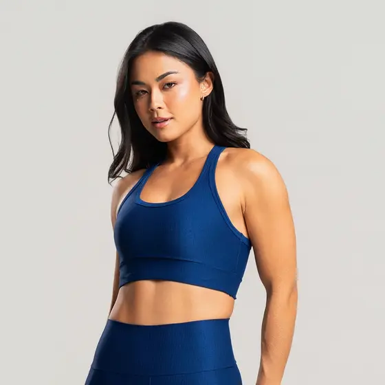 Top Costas Nadador Poliamida Canelado Azul Massam Fitness