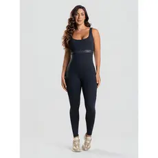 Macacão Feminino Em Poliamida Slim Preto Massam Fitness