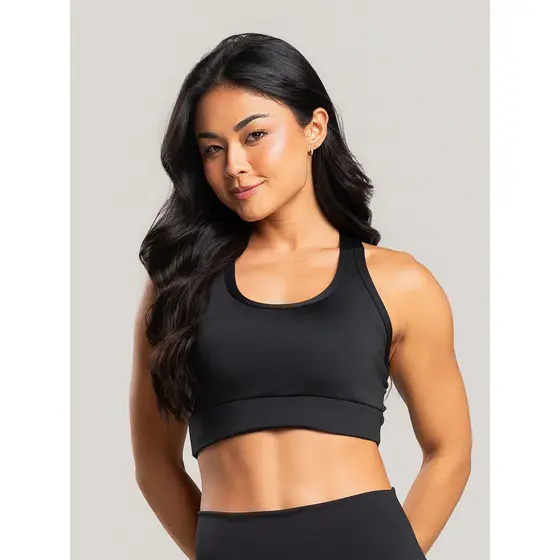 Top Alta Sustentação Poliamida Run Preto Massam Fitness