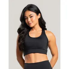Top Alta Sustentação Poliamida Run Preto Massam Fitness