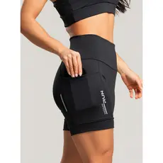 Bermuda Feminina Poliamida Run Preta Cintura Alta Massam Fitness