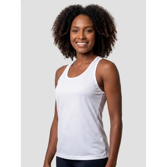 Regata Dry Fit Feminina Secagem Rápida Branca Massam Fitness