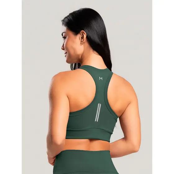 Top Alta Sustentação Poliamida Run Verde Massam Fitness