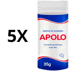 Kit 5 Algodão Disco Apolo  Limpeza Facial  Removedor Maquiagem Esmaltes 35g