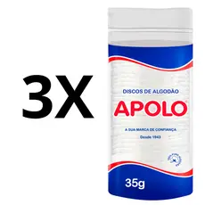 Kit 3 Algodão Disco Apolo  Limpeza Facial  Removedor Maquiagem Esmaltes 35g