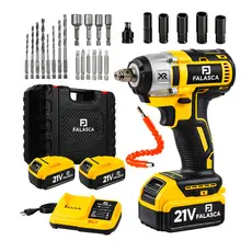 KIT 3 EM 1 CHAVE DE IMPACTO PARAFUSADEIRA A BATERIA 21V 350NM 1/2" 2000 RPM 5165 - FALASCA