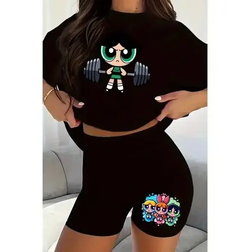 Conjunto Camiseta e Short Feminino Academia Treino Caminhado Das Super Poderosas Envio Imediato
