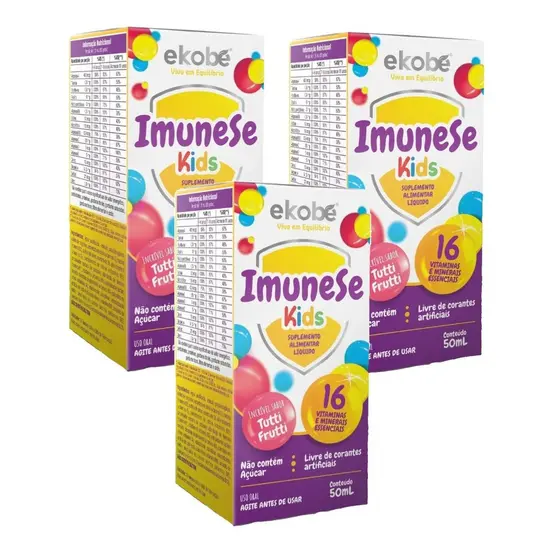 3x Imunese Kids- 16 Vitaminas e Minerais-50ml- Tutti Frutti