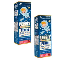 2x Ferrix- Ferro Em Gotas Kids- 30ml- Flora Nativa- Morango
