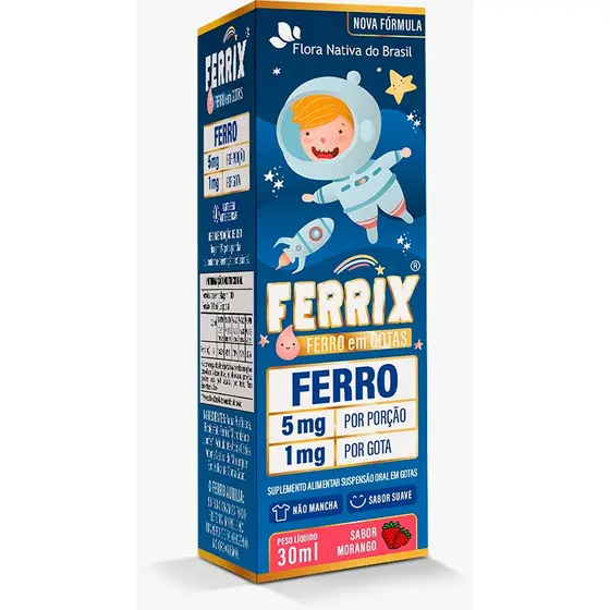 Ferrix- Ferro Em Gotas Kids- 30ml- Flora Nativa- Morango