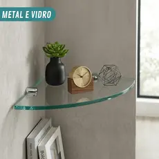 Prateleira Grande de Vidro Canto 25x25cm Porta Shampo Montagem de Parede Banheiro Casa e Organização