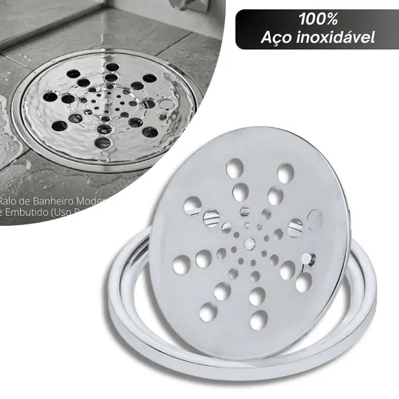 Ralo Redondo Aço Inox 10x10 e 15x15 com Grelha Inox Abre/Fecha