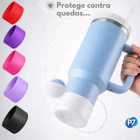 Kit 2 Capa Silicone p/ Copo Caneca Termico Protetor de Garrafa Térmica Antiderrapante 6,5cm ou 7,5cm