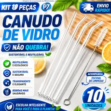 Jogo de Canudos para Drinks Canudo de Vidro Reutilizável com Escova de Limpeza Escolha a Variação