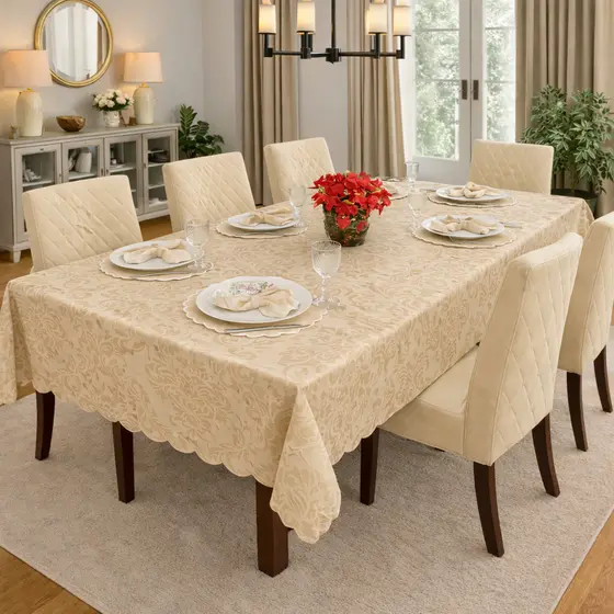 TOALHA DE MESA JACQUARD ELEGANTE 4 6 8 E 10 LUGARES PARA SALA E COZINHA