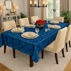TOALHA DE MESA JACQUARD 4 E 6 LUGARES LUXUOSA