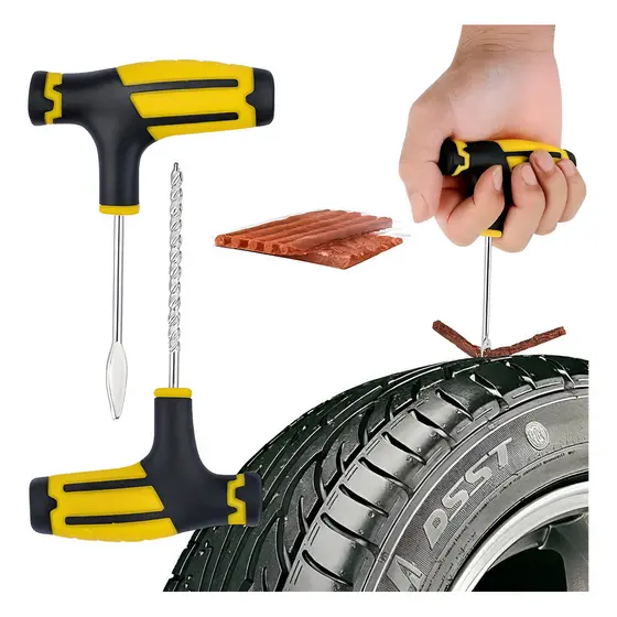 Kit Reparo Pneu Remendo Profissional Carro Moto Bicicleta + 10 Macarrão