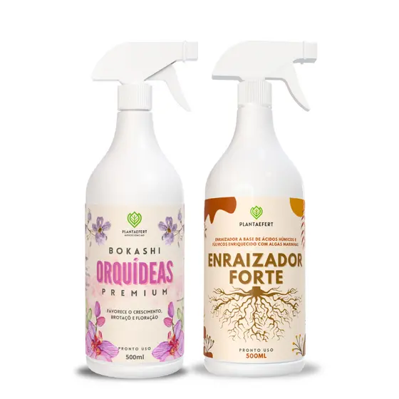 Adubo Forte Orquídeas Floração 500ml + Enraizador Bokashi 500ml | Raízes e Flores Saudáveis