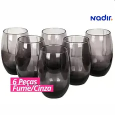 Jogo De Copos De Vidro Com 6 peças Fumê 465ml - Aruba