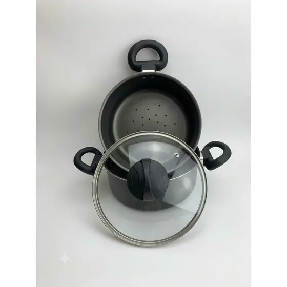 Panela de cozimento a vapor Cuscuzeira Antiaderente  Tampa de Vidro – Cozimento Rápido e Uniforme