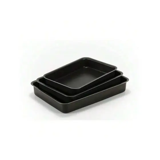 Kit conjunto 3 Forma Assadeira Antiaderente retangular funda para Forno 32 37 42 cm  Bolo Lasanha Carne Frango Cozinha