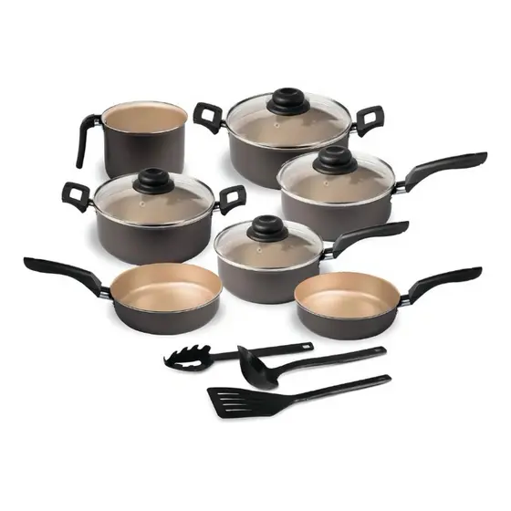 kit Conjunto de panelas 10 pçs com tampa de vidro