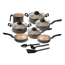 kit Conjunto de panelas 10 pçs com tampa de vidro