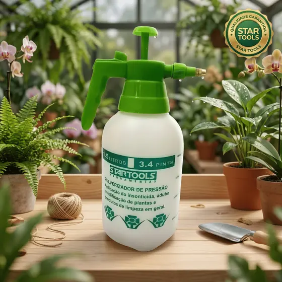 Pulverizador Manual Pressão 1, 5 Litros Verde Jardim Ergonômico Resistente