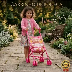 Carrinho de Boneca Infantil Dobrável Brinquedo Portátil Passeio Criativo
