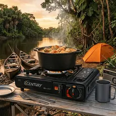 Fogareiro Fogão Portátil A Gás Century + Maleta Para Camping Pesca Viagem Acendimento Automático