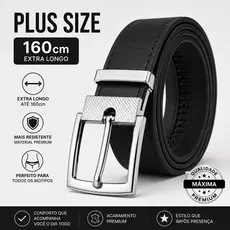 Cinto Masculino PLUS-SIZE couro ajustavel 160cm dupla fece fivela prata, postamos no mesmo dia