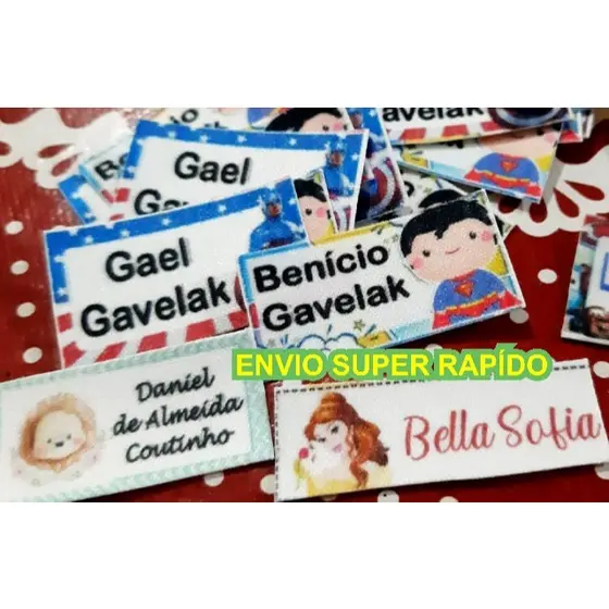 Kit ENVIO RÁPIDO 50 Etiquetas Termocolantes Personalizadas ESCOLA, CRECHE, ACADEMIA