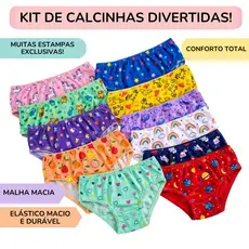 Calcinha Infantil menina Estampada de Criança para o dia a dia conforto Kit 10 Calcinhas forradas