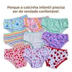 Kit Calcinha infantil menina Forradas Estampadas Malha Macia Criança Confort Revenda dia a dia 10-05