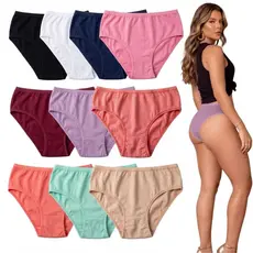 Kit Calcinha Algodão Premium Feminina Forrada Confortável Não Marca Não Aperta Tanga Lisa Sortidas