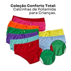 Kit Calcinhas Infantil Menina Poliamida Microfibra Premium Macia Forro 100% Algodão P M G GG XGG