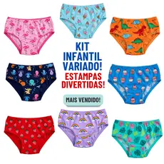 Calcinha Infantil Menina com forro Estampadas Kit 10-05 calsinhas Malha Macia Confortável P M G GG